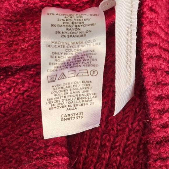 Ann Taylor Rib Knit Pullover Sweater Pink Fuschia Acrylic Blend V Neck Sz XSmall - Picture 5 of 5